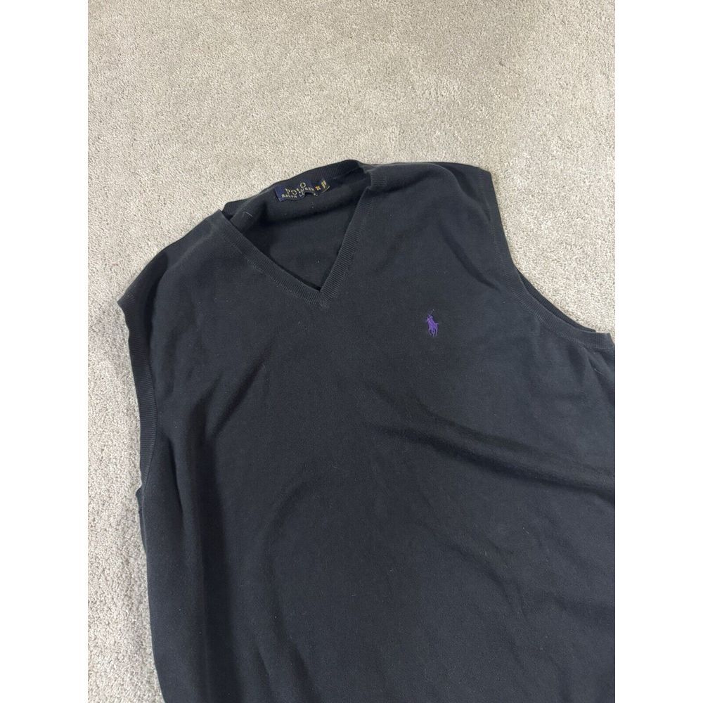 Polo Ralph Lauren Men's Pima Cotton Sweater Vest 1X Black Purple‎ Pony